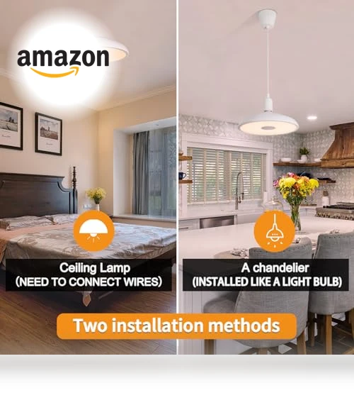 Smart Waterproof LED Flush Mount Ceiling Light Fixture with Bluetooth Speaker — Overhead Lighting, ASALL