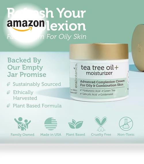 Tea Tree Cream Face Moisturizer for Oily Skin — Beauty & Personal Care, Era Organics