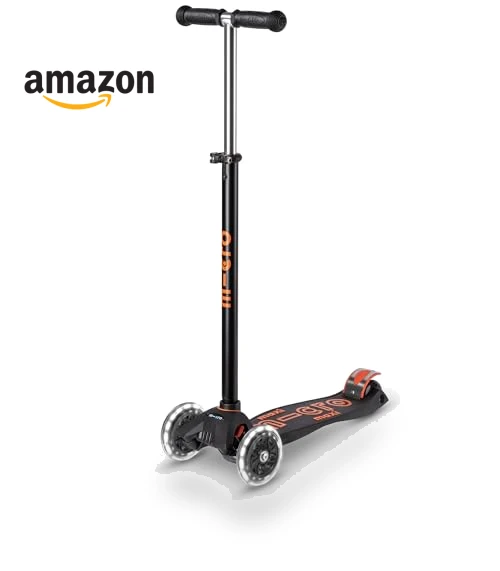 Three Wheeled Lean-to-Steer Scooter with LED Wheels — Push Scooters, Micro