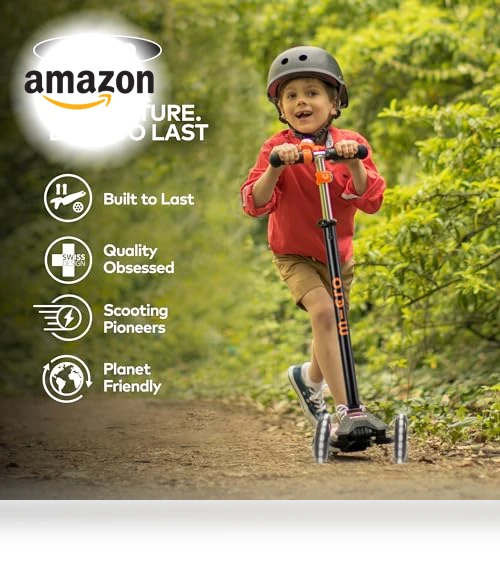 Three Wheeled Lean-to-Steer Scooter with LED Wheels — Push Scooters, Micro