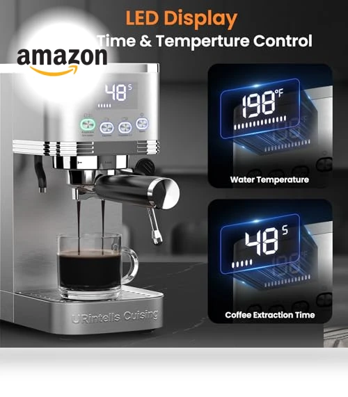 20 Bar Espresso Machine with Temperature Control LED Display — Espresso Machines, URintells Cuising