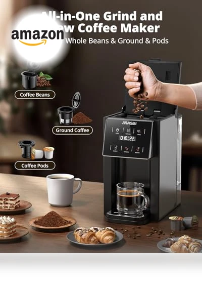 Grind & Brew Coffee Maker with Built-in Grinder — Single-Cup Coffee Makers, AIRMSEN