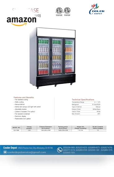 Commercial Refrigerator Glass 3-door Swing Merchandiser Beverage Display Cooler — Drink Coolers, cooler depot