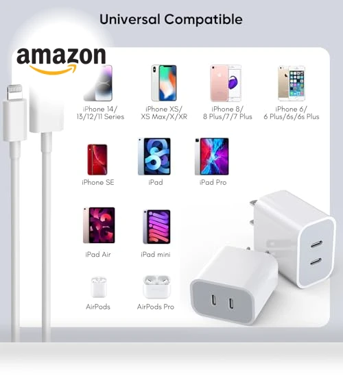Dual USB C Charger Block with Lightning Cable — Lightning, Shenzhen Jiaxingyuan Technology Co., Ltd.