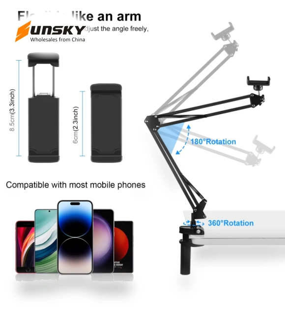 Live Broadcast Desktop Articulating Arm Holder with Phone Clamp — Vehicle Phone Holders, PULUZ