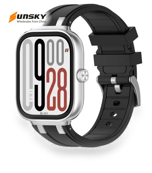 Silver Metal Connector Silicone Watch Band — Watch Accessories, Xiaomi