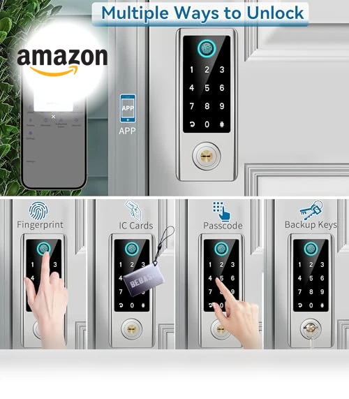 Smart Fingerprint Door Lock with Handle Set — Keyless Entry, BEBASIA