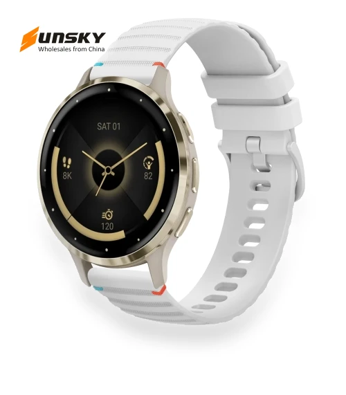 Wavy Dotted Stitched Silicone Watch Band — Girls' Watch Straps, Garmin