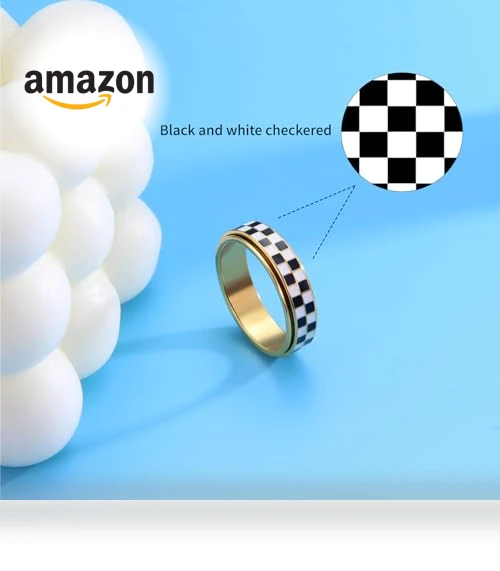 Checkered Fidget Ring — Stress Relievers, AmorArtSky