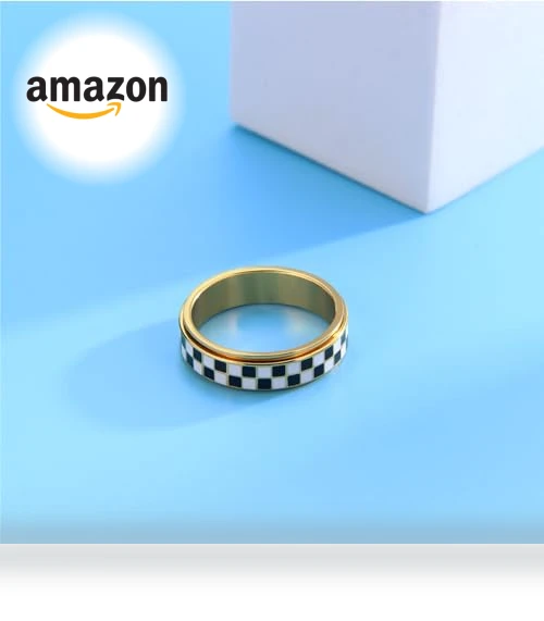 Checkered Fidget Ring — Stress Relievers, AmorArtSky
