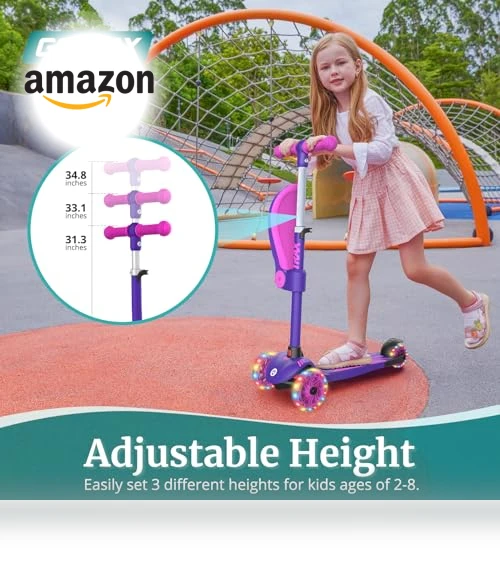 Kids Kick Scooter with LED Lighted Wheels — Balance Bikes, Gotrax