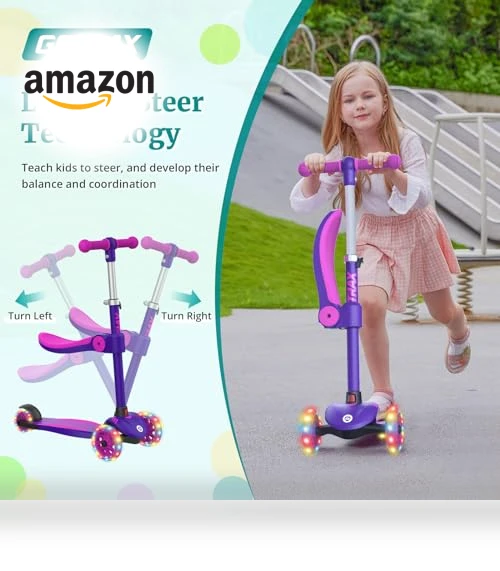 Kids Kick Scooter with LED Lighted Wheels — Balance Bikes, Gotrax