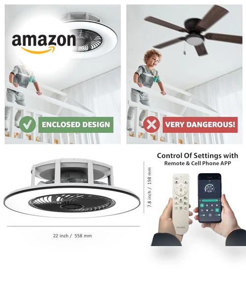 Bladeless Ceiling Fan with Light and Remote Control — Ceiling Fan Wall Controls, PrimeMall