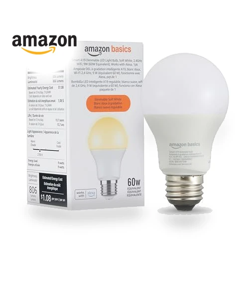 Smart A19 LED Light Bulb — LED, Amazon Basics