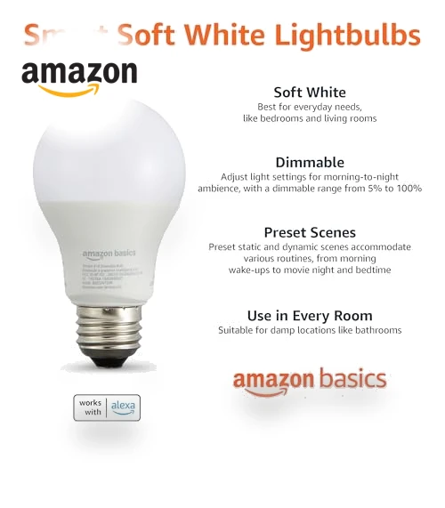 Smart A19 LED Light Bulb — LED, Amazon Basics