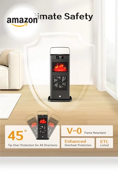 Portable Space Heater with Fireplace Flame Effect — Portable Heating Solutions, BJOP