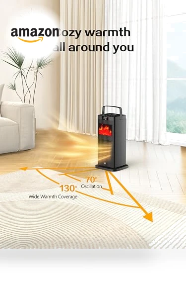 Portable Space Heater with Fireplace Flame Effect — Portable Heating Solutions, BJOP