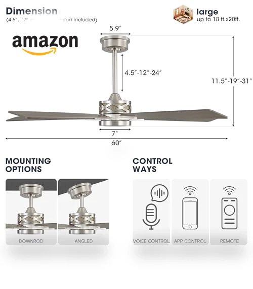 Smart Ceiling Fan with Lights — Ceiling Fan Wall Controls, WINGBO