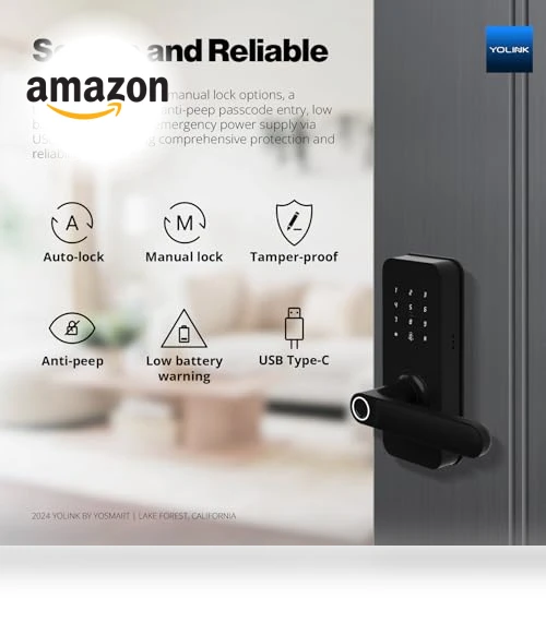 Smart Lever Lock with Fingerprint, Keypad, IC Card and App Control — Smart Home Security, YoLink