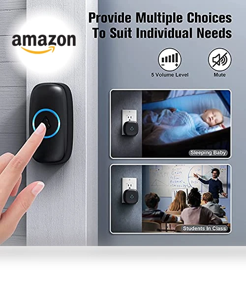 Wireless Doorbell with 3 Receivers 2 Push Buttons — Kits, SECRUI