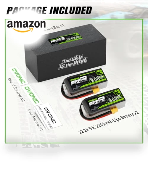 6S Lipo Battery 22.2V 2200mAh 50C with XT60 Connector — Power Solutions, OVONIC