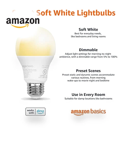 Smart A19 LED Light Bulb — LED, Amazon Basics