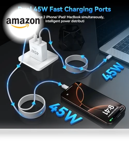 45W Dual USB C Fast Charger Block with 10FT Cable — Cables, Shenzhen Xihuida Electronics Co., Ltd.
