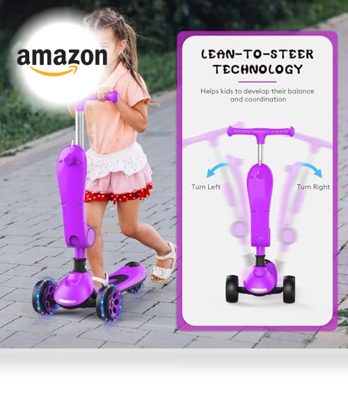 Adjustable Height Kids Kick Scooter with Removable Seat — Balance Bikes, EVLIQUIL