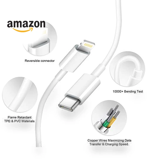 Fast Charging USB C Charger Block with 6FT Cord — Lightning, ROMITAZ