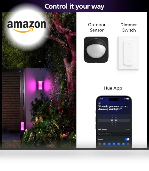 Impress Outdoor Wall Light Wide — Garden Illumination, Philips Hue