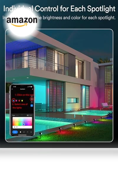 Smart Landscape Spotlights, 4 Pack — Garden Illumination, Ligency