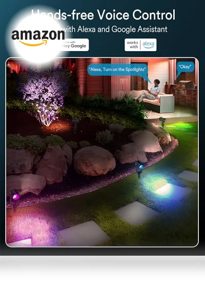 Smart Landscape Spotlights, 4 Pack — Garden Illumination, Ligency