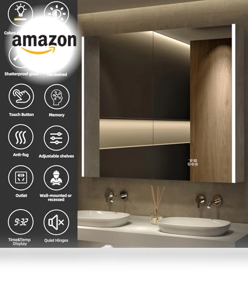 Smart LED Medicine Cabinet with Mirror — Medicine Cabinets, HBEZON