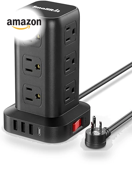 Surge Protector Power Strip Tower with USB Ports — Power Solutions & Surge Protection, SMALLRT