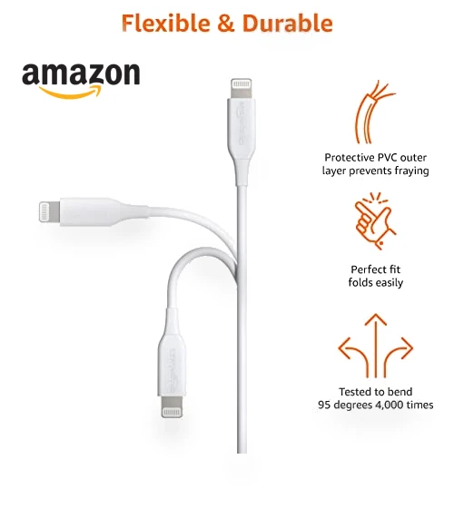 USB-A to Lightning Charger Cable — Lightning, Amazon Basics