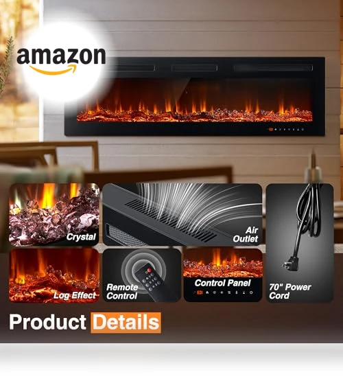 50" Recessed & Wall Mounted Electric Fireplace — Electric Heating Solutions, Breezestival