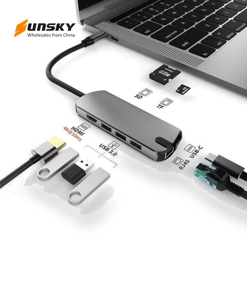 8-In-1 USB-C/Type-C Docking Station Hub — USB Hubs