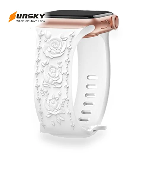 8-shaped Buckle Rose Embossed Silicone Watch Band — Bands, Kalebol