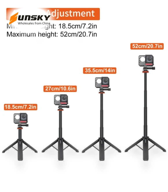 Action Camera Extension Tripod Selfie Stick Stand — Adventure & Sports Cameras, PULUZ