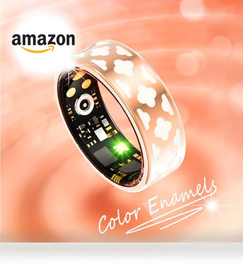 Enamel Flower Pattern Health Tracker Smart Ring — Smart Rings, UniJethro