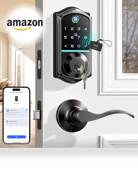 Fingerprint Smart Lock with 2 Lever Handles — Deadbolts, Veise