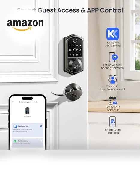 Fingerprint Smart Lock with 2 Lever Handles — Deadbolts, Veise