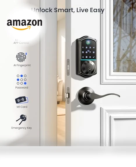 Fingerprint Smart Lock with 2 Lever Handles — Deadbolts, Veise