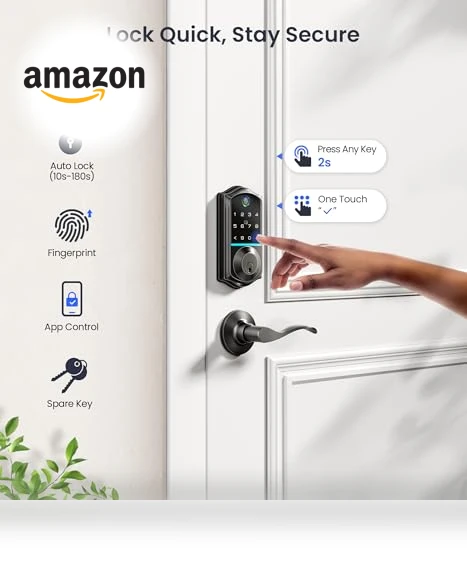 Fingerprint Smart Lock with 2 Lever Handles — Deadbolts, Veise