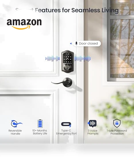 Fingerprint Smart Lock with 2 Lever Handles — Deadbolts, Veise