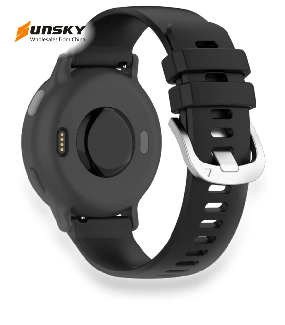 Liquid Glossy Silver Buckle Silicone Watch Band — Fitness Bands, Garmin