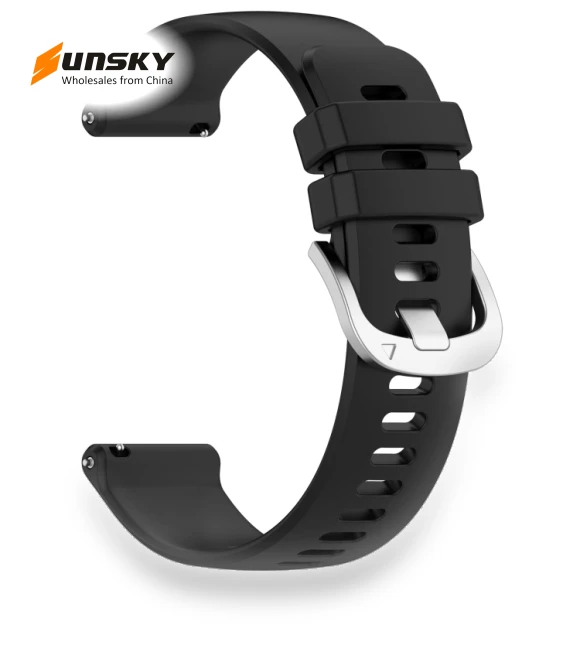Liquid Glossy Silver Buckle Silicone Watch Band — Fitness Bands, Garmin