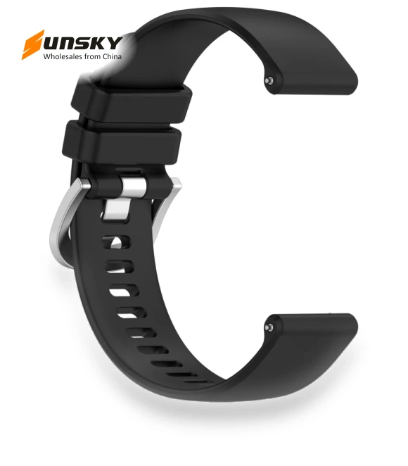 Liquid Glossy Silver Buckle Silicone Watch Band — Fitness Bands, Garmin