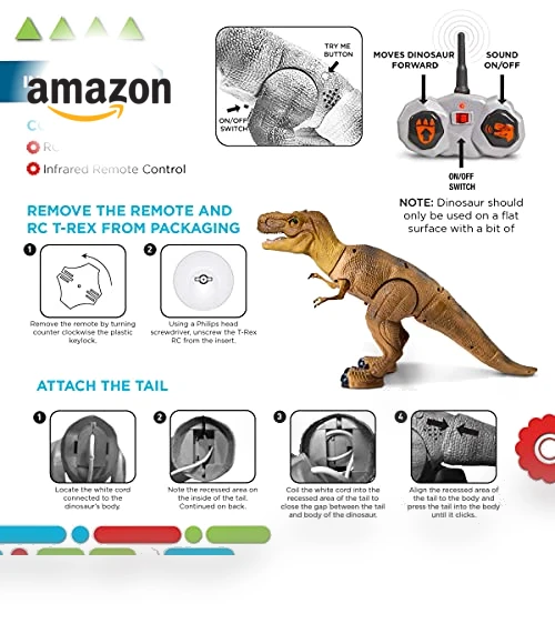 Remote Control RC T Rex Dinosaur Electronic Toy — Interactive Figures & Robots, Discovery Kids