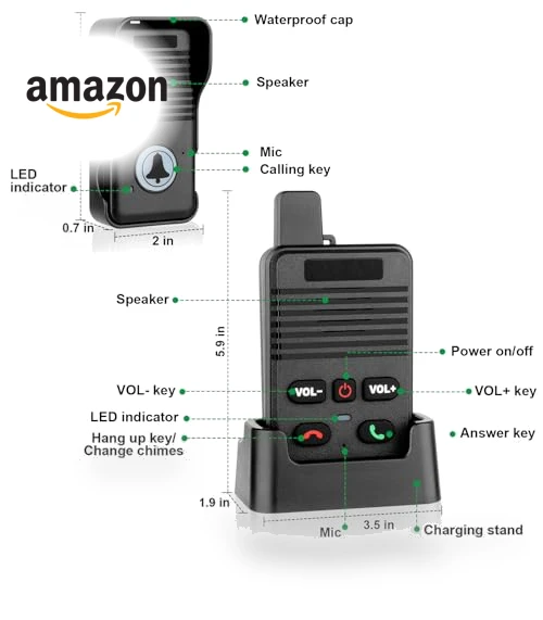 Waterproof Full Duplex Wireless Doorbell — Kits, UHAXZ